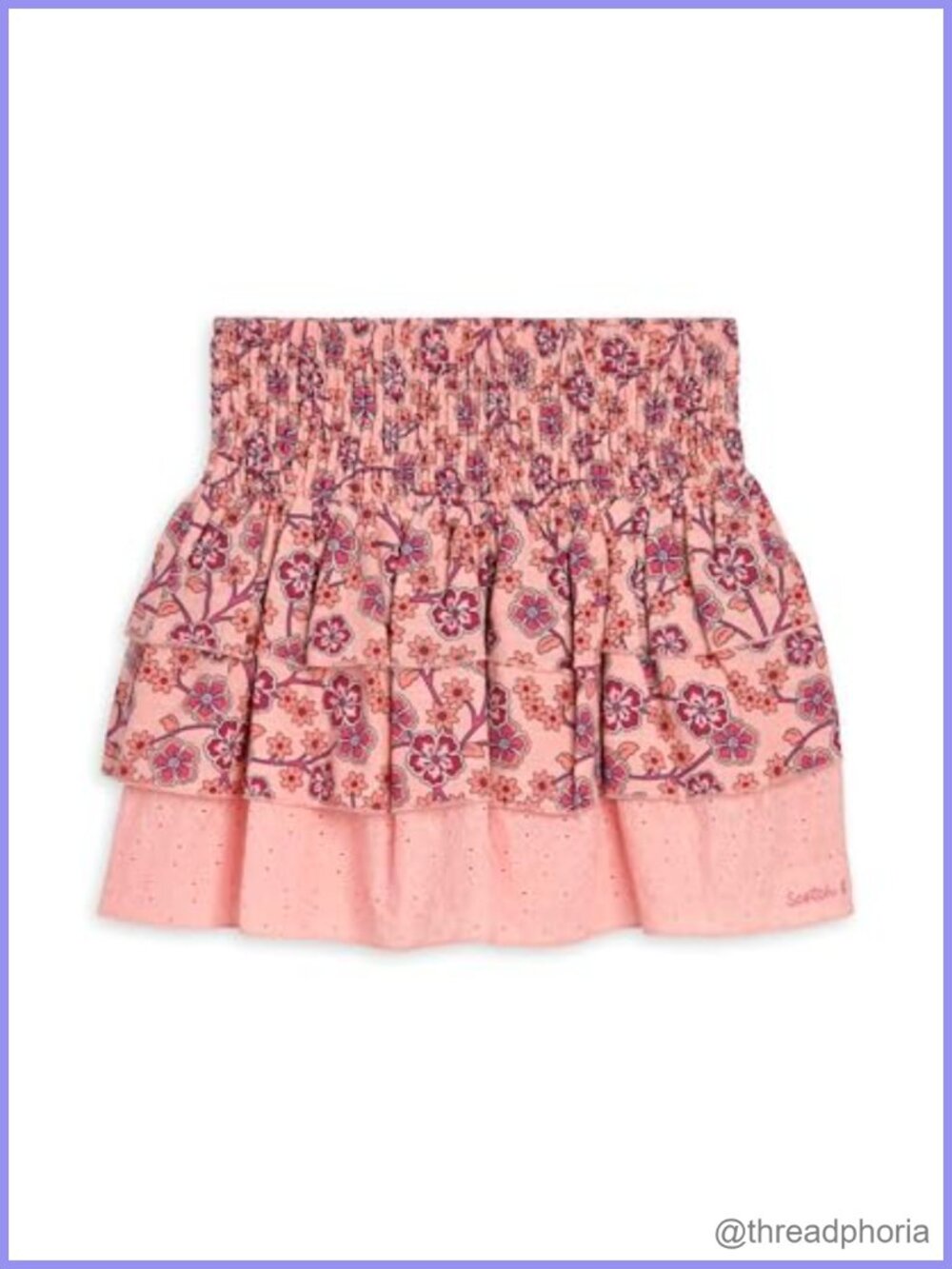 Girls Smocked Waist Pull-On Skirt Casual Dressy Printed Design